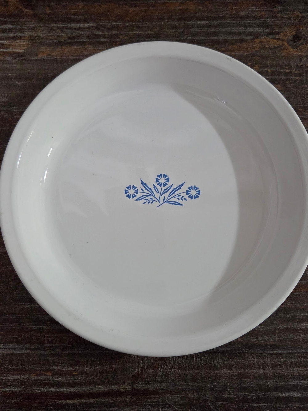 Corningware White Ceramic Dinner Plate with Blue Floral Center